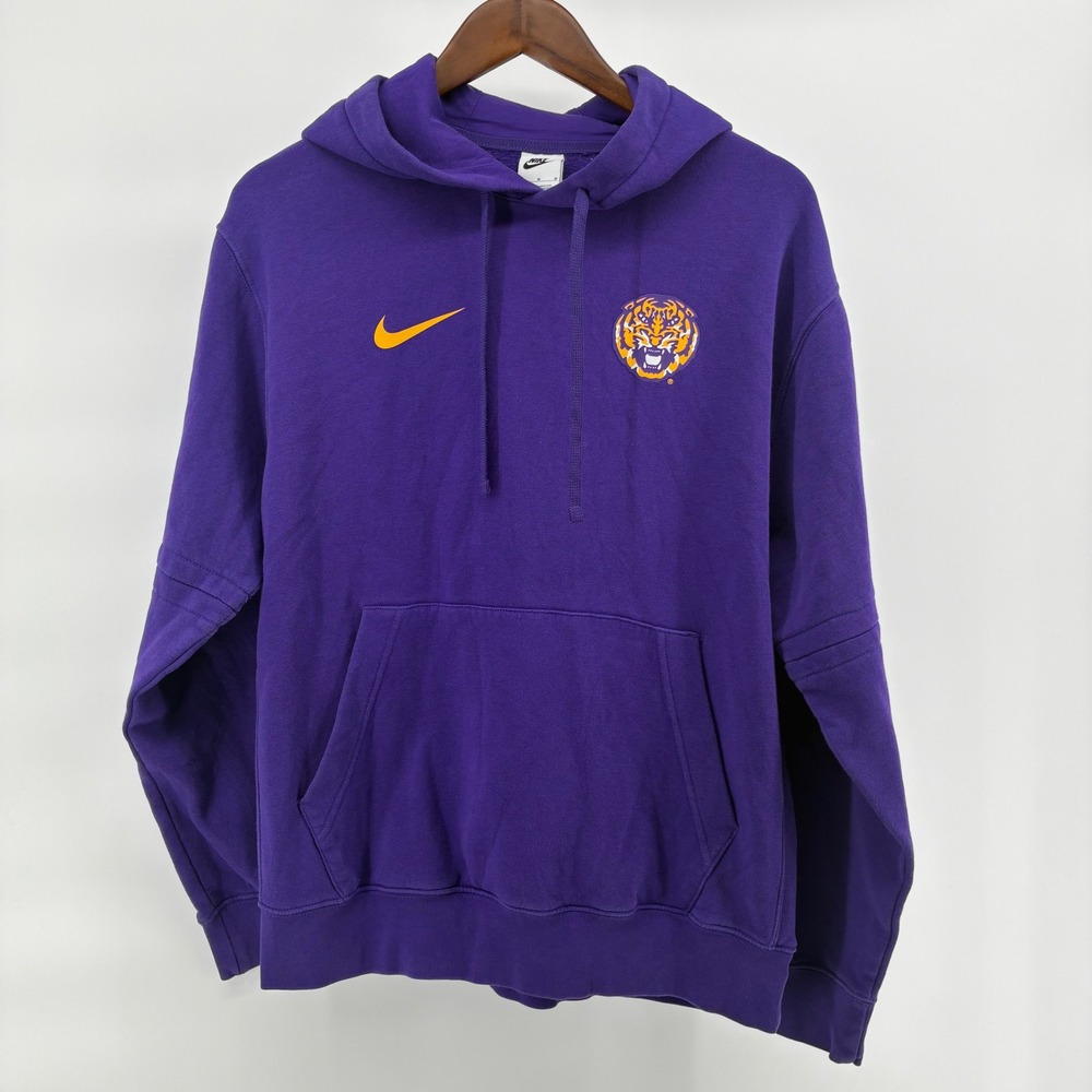 Nike LSU Tigers Hoodie Mens Medium Purple Yellow Pullover Sweatshirt NCAA